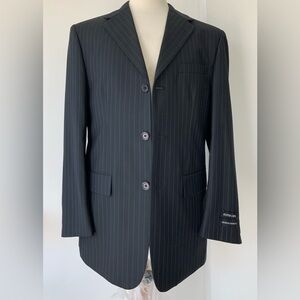 Giorgio Sanetti Super 120’s Made In Italy Pinstripe Sport Coat Black ~New~